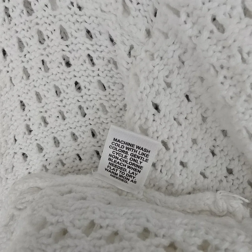Cato Cardigan Sweater Womens 22/24W White Open Knit Crochet 3/4 Bell Sleeve - Picture 5 of 9